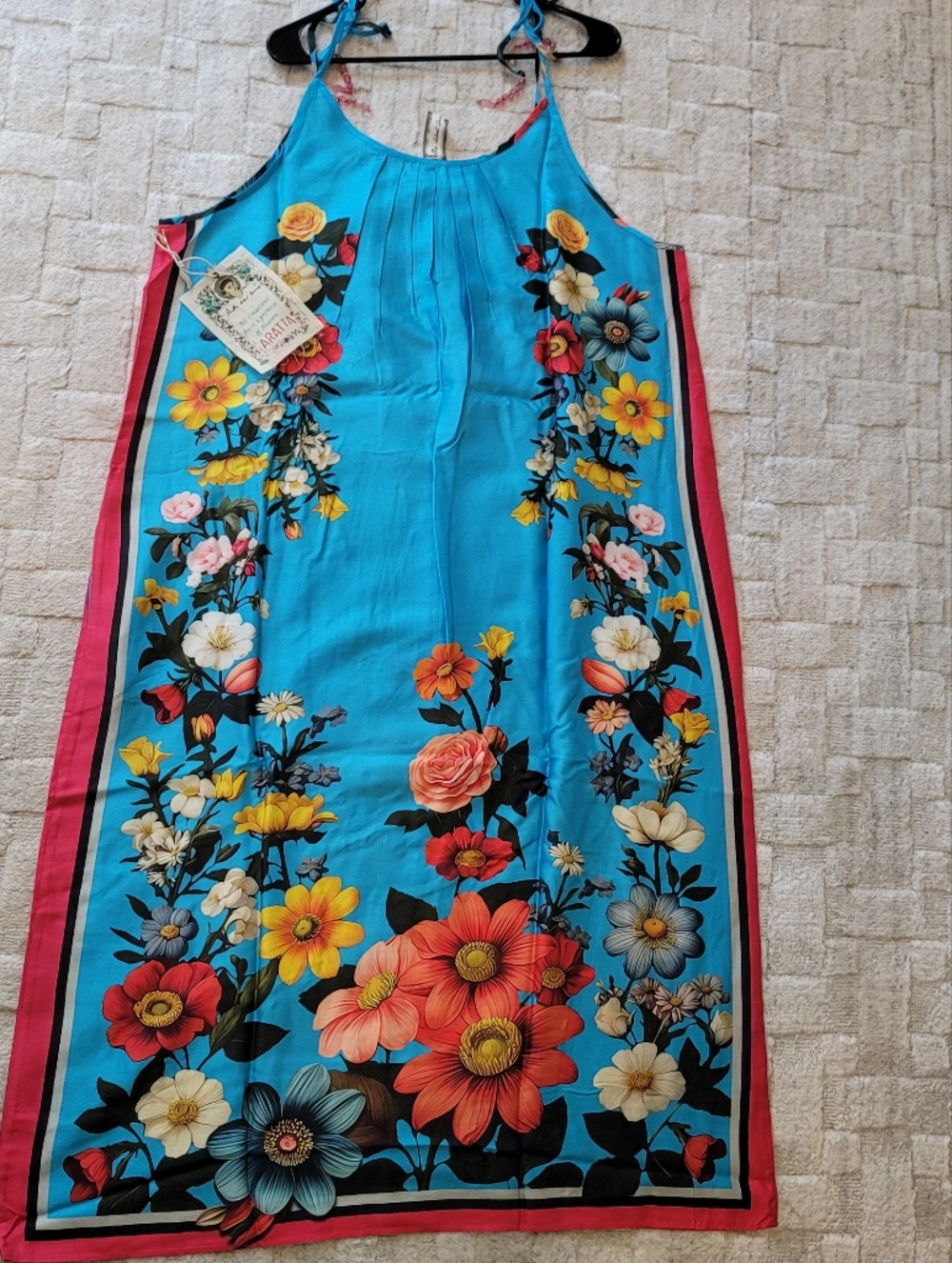 NWT ARATTA Floral Garden Maxi Dress Viscose Blue Floral Boho Size XL - Picture 16 of 16